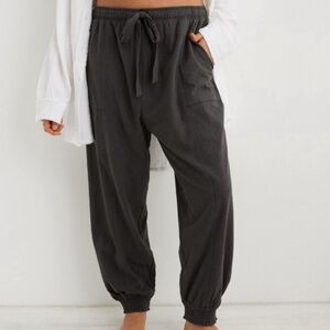 Aerie Grey Linen Joggers